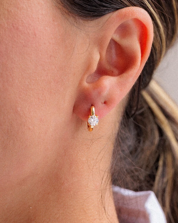 Brinco Argola Mariah - Moissanite 5 mm - 1ct - - Prata 925