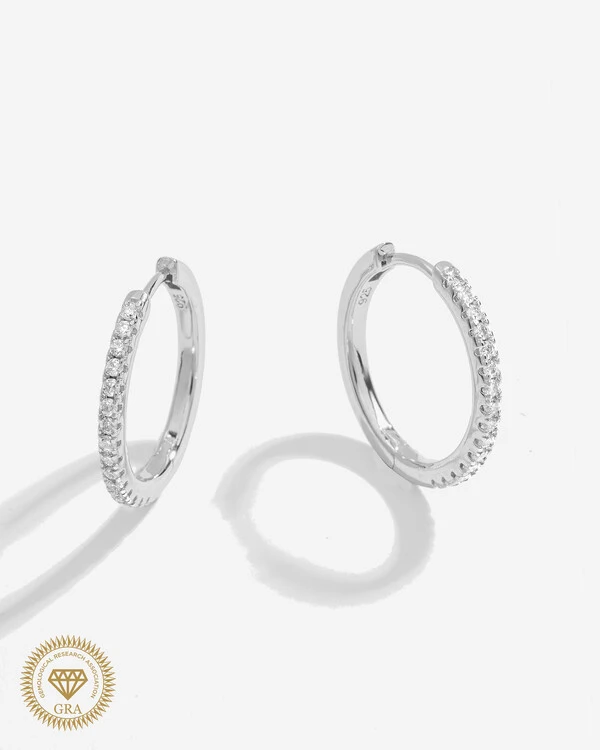 Brinco Argola Taly Moissanite 1,3mm - 0.3ct - Prata 925