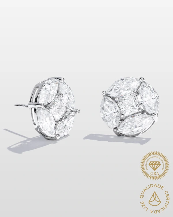 Brinco Noite e Luz Moissanite - 8ct - 4 Garras - Prata 925