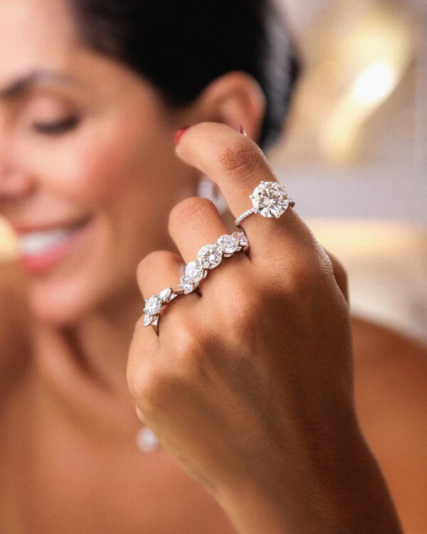 Anel Solitário Moissanite Cibeli - 12mm- 6.0 ct - Prata 925