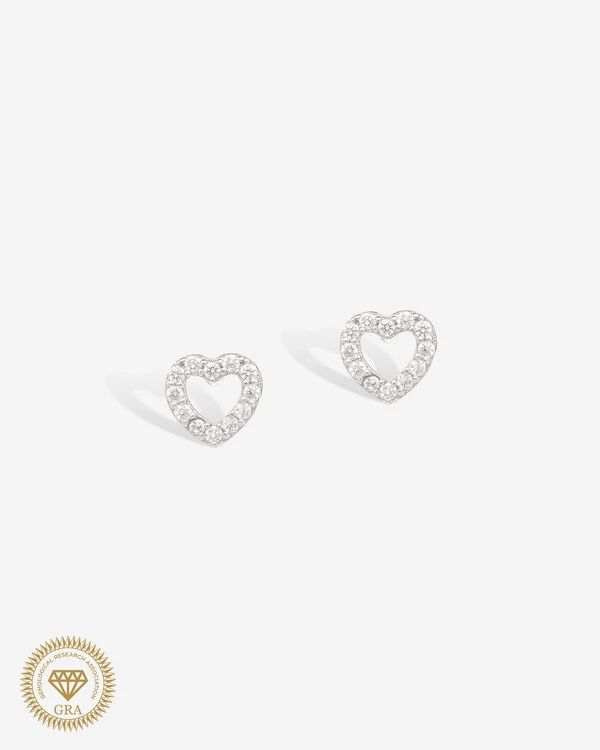 Brinco Coração Encanto Moissanite 1mm - 0.139ct - Prata 925