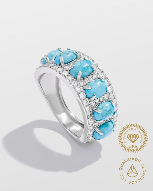 Anel Aparador Turmalina Fusion Moissanite -1.5mm - 0.64ct - Prata 925