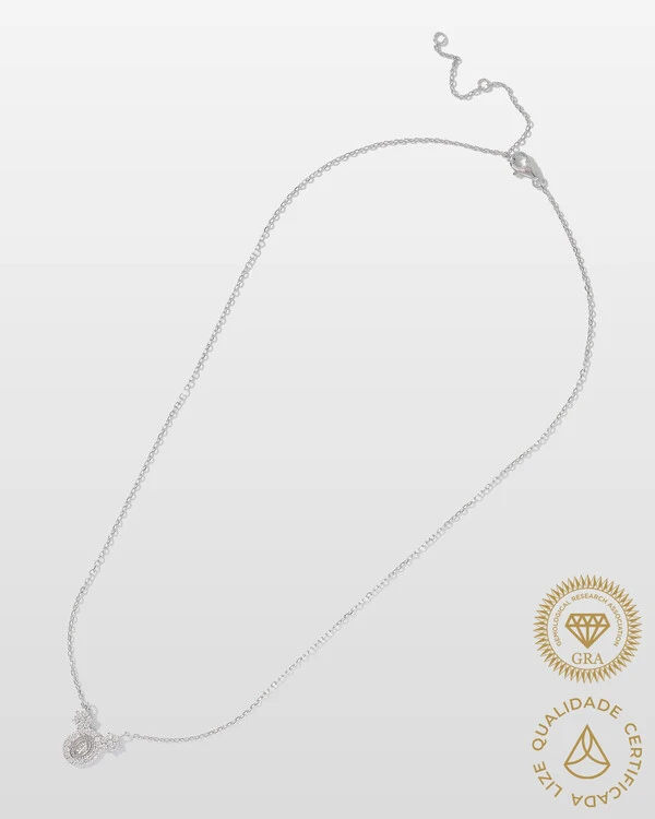 Colar Nossa Senhora das Graças Moissanite 1.3mm - 0.01ct - Prata 925