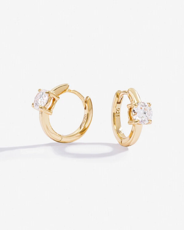 Brinco Argola Mariah - Moissanite 5 mm - 1ct - - Prata 925