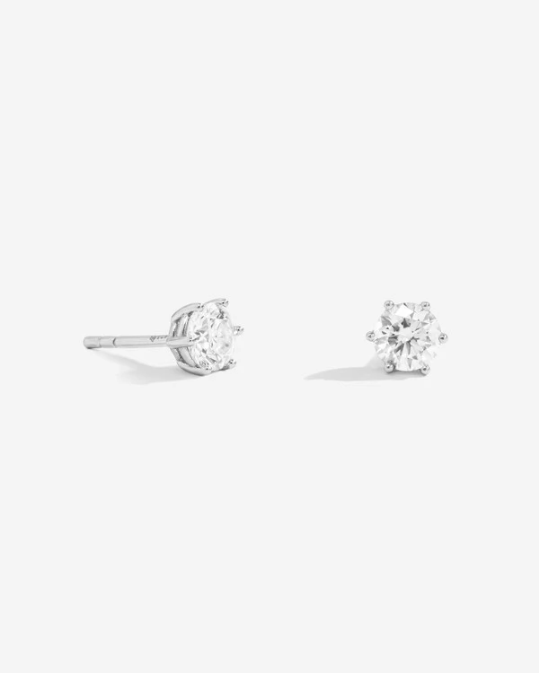 Brinco Thaís - Moissanite 5 mm - 1ct - Prata 925
