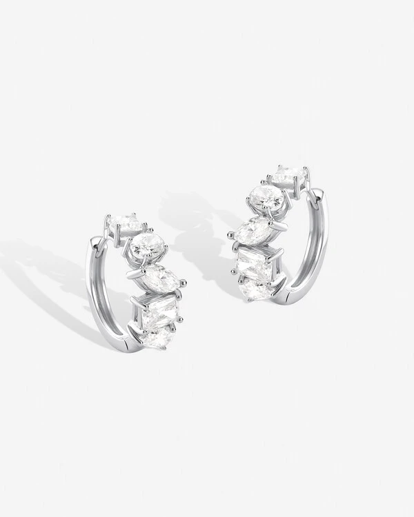 Brinco Argola Lena - Moissanite - 6x4mm- 5.2 ct - Prata 925