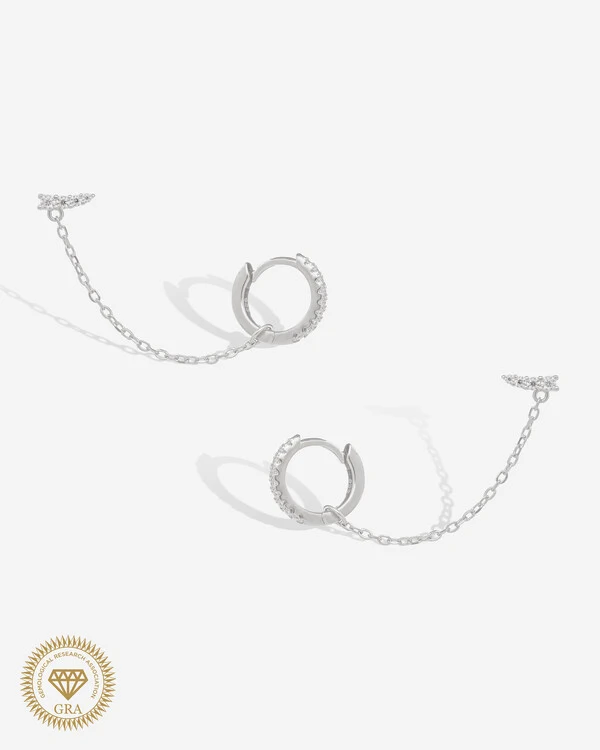 Brinco Ear Line Yne Moissanite 1.25mm x 2mm - 0.304ct - Prata 925