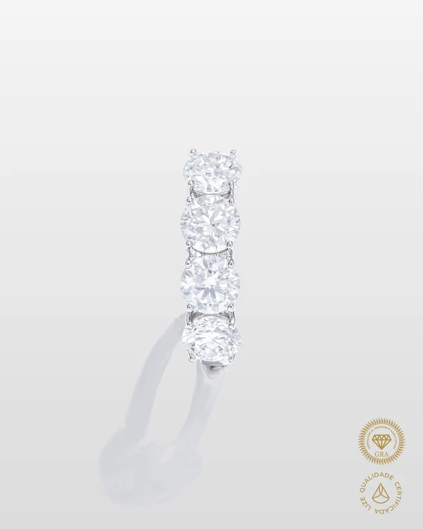 Anel Aparador Graci - Moissanite - 6 mm- 3.2ct - Prata 925