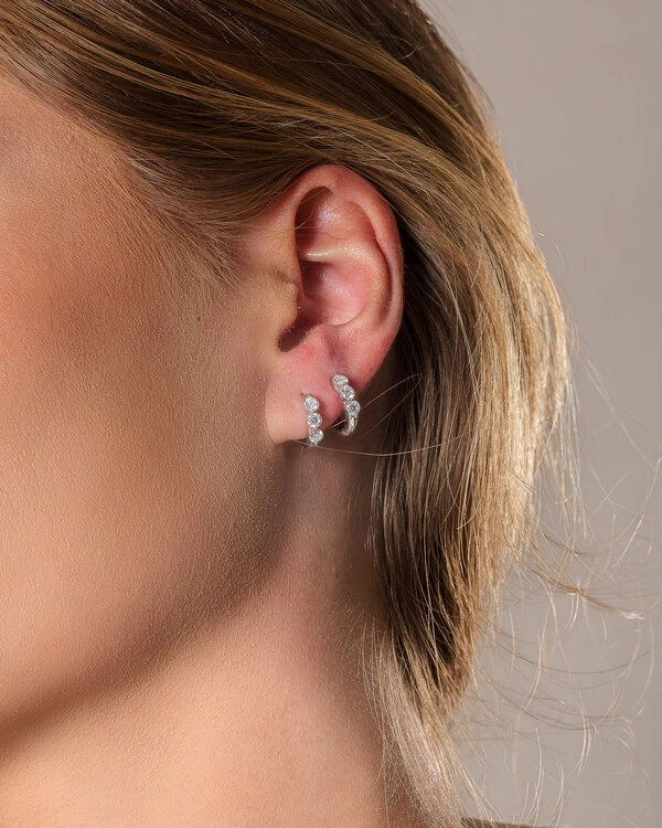 Brinco Argola Nina Moissanite 0.1ct - 3mm - Prata 925