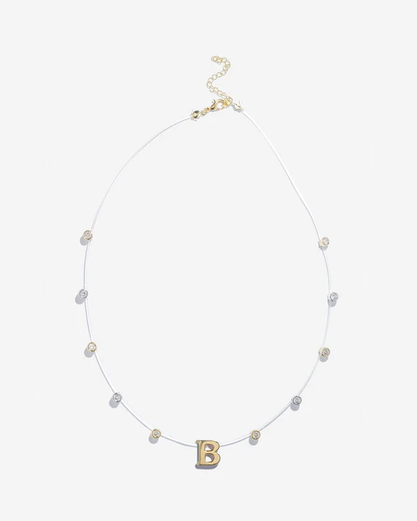 Colar Fio Invisível Inicial Luiza - Personalizado