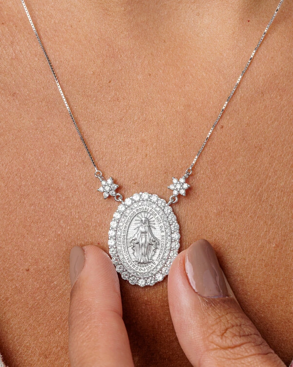 Colar Medalha Nossa Senhora Das Graças - Prata 925