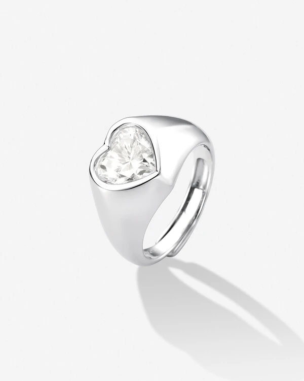 Anel Mindinho Coração Yas- Moissanite - 8 mm- 2.0ct - Prata 925