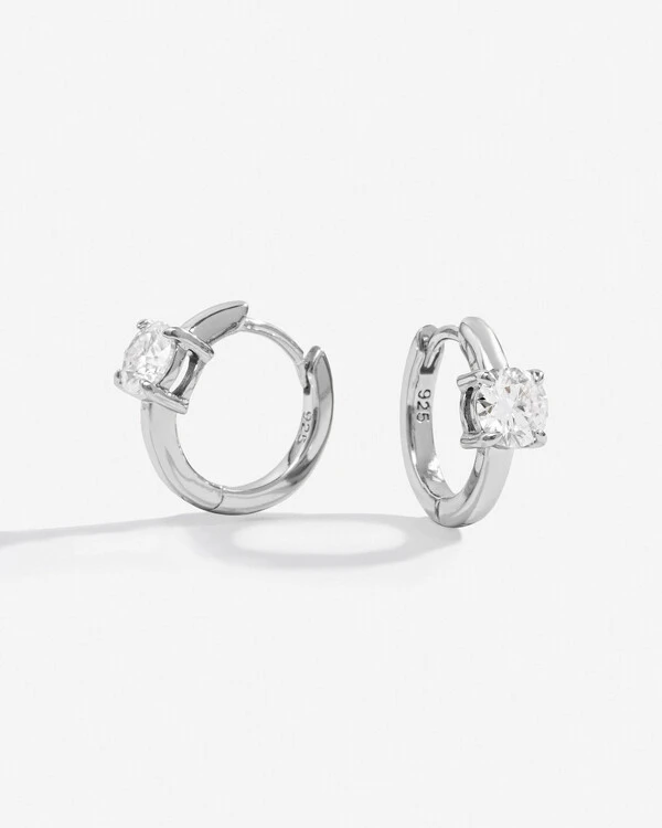 Brinco Argola Mariah - Moissanite 5 mm - 1ct - - Prata 925