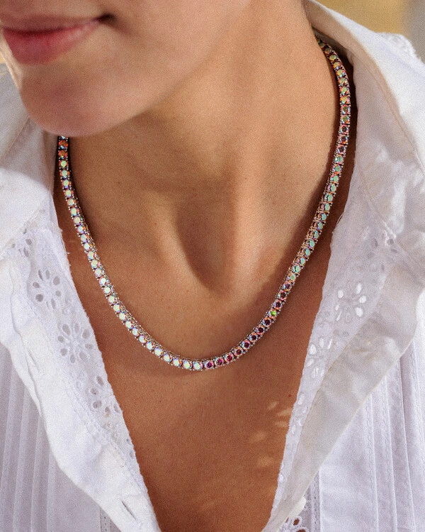 Colar Riviera Holográfica Silver - 5mm - 4 garras - 43cm