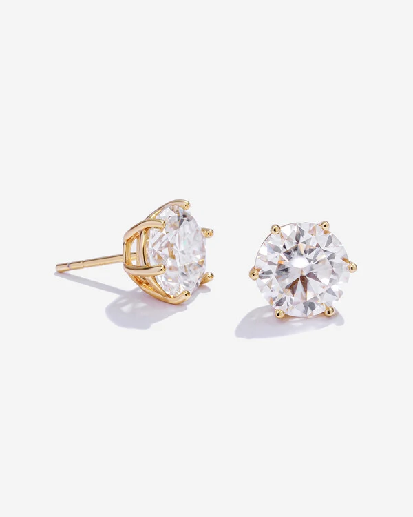 Brinco Solitário Glitz - Moissanite 9,5 mm - 6 garras - ct - Prata 925