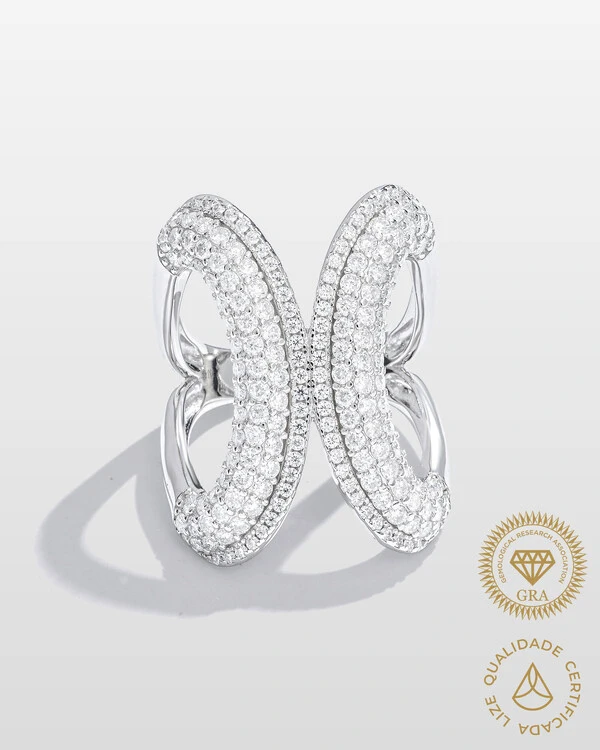 Anel Glam Infinity - Moissanite - 1,5 mm- 2.12ct - Prata 925