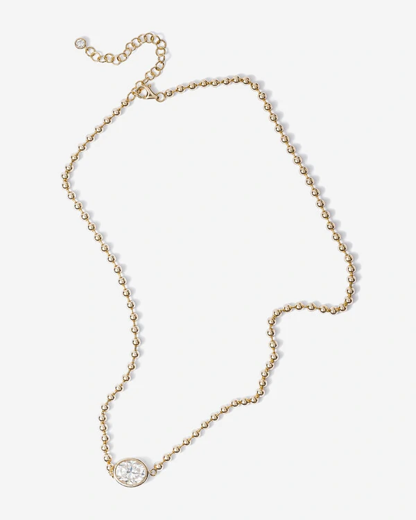 Colar de Bolinhas Kelly - Moissanite 8 mm x 10 mm - 3ct - Prata 925