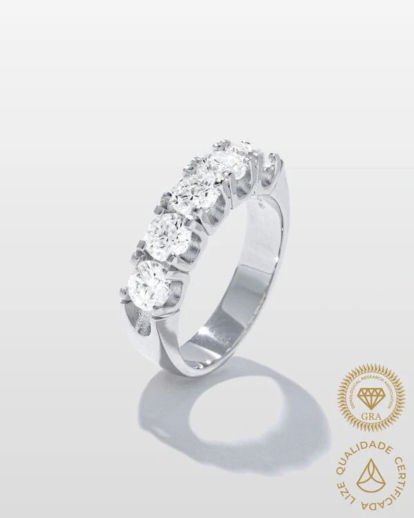 Anel Aparador Princess Moissanite - 5 mm - 0.8ct - 4 garras - Prata 925