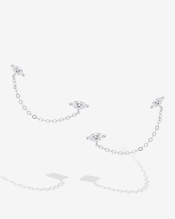 Brinco Ear Line Luna - Moissanite - Prata 925