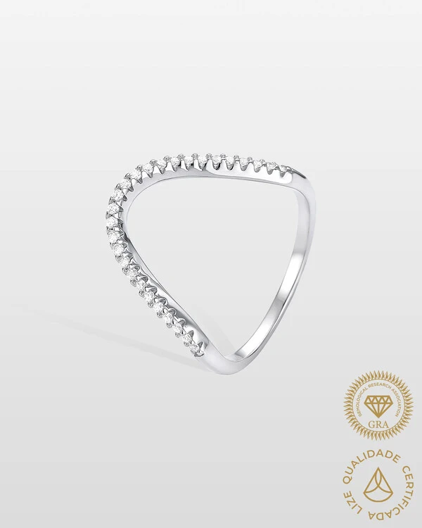 Anel Duplo Nalina - Moissanite - 8,0 mm - 2.2ct - Prata 925