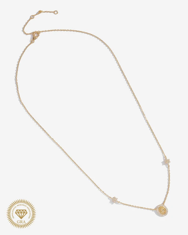 Colar Nossa Senhora das Graças Moissanite 1.2mm- 0.008ct - Prata 925
