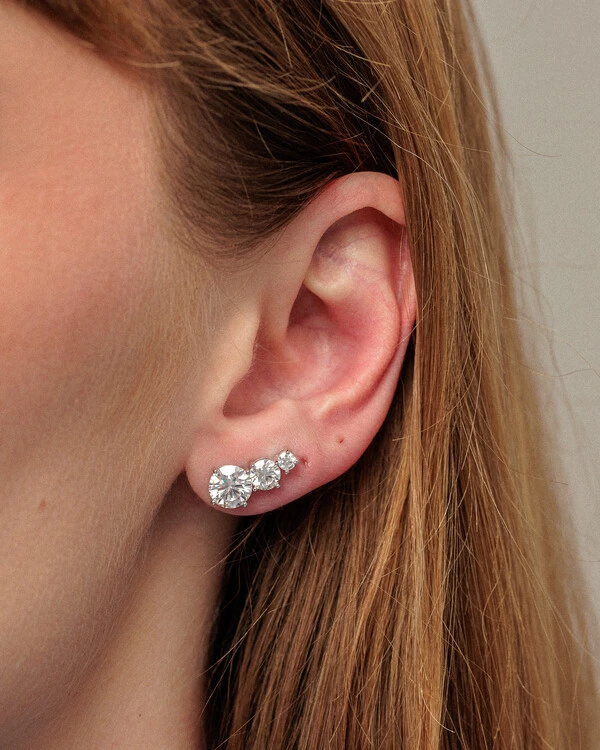 Brinco Ear Cuff Moissanite Helena - 2.5ct - Prata 925