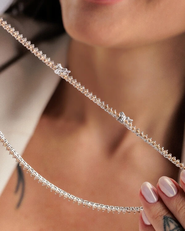 Colar Riviera Diana (40 cm - Zircônia 3 mm - 3 garras)