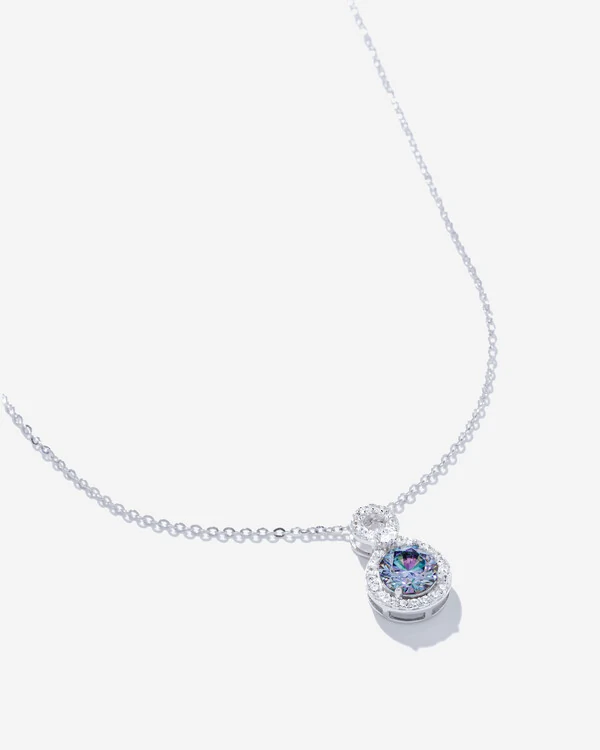 Colar Bright Lumini Moissanite Ciano - 6,5 mm - 1ct - Prata 925