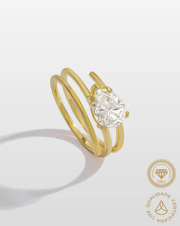 Anel Alana - Moissanite 10 mm - 2.0ct - Prata 925