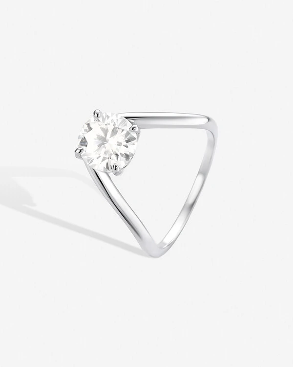 Anel Duplo Nalina - Moissanite - 8,0 mm - 2.2ct - Prata 925