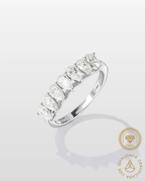 Anel Aparador Florence Moissanite - 3.5 mm - Prata 925