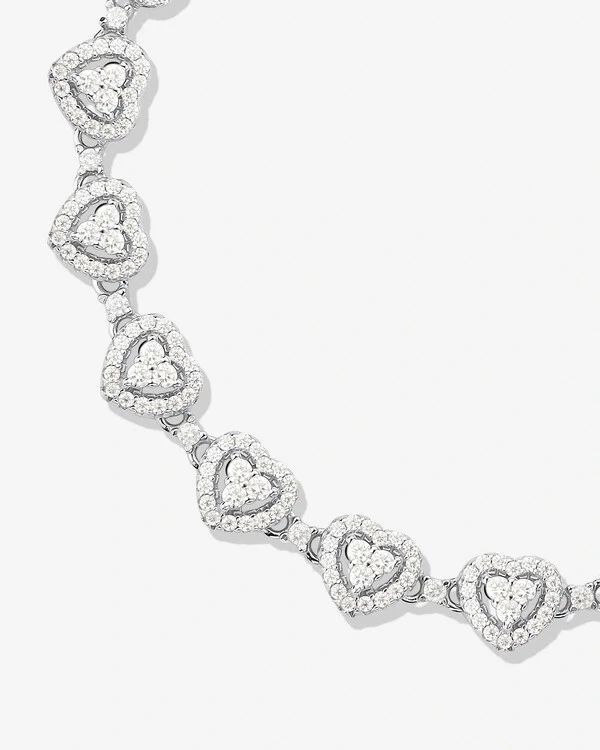 Pulseira Corações Gisela - Moissanite 0,015ct - Prata 925
