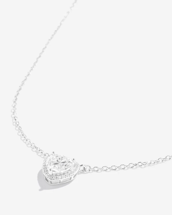 Colar Moissanite Heart M - Prata 925