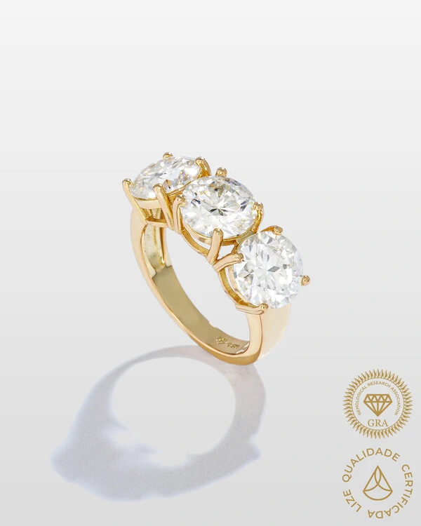 Anel Mariah - Moissanite - 6.0ct - 8 mm - Prata 925