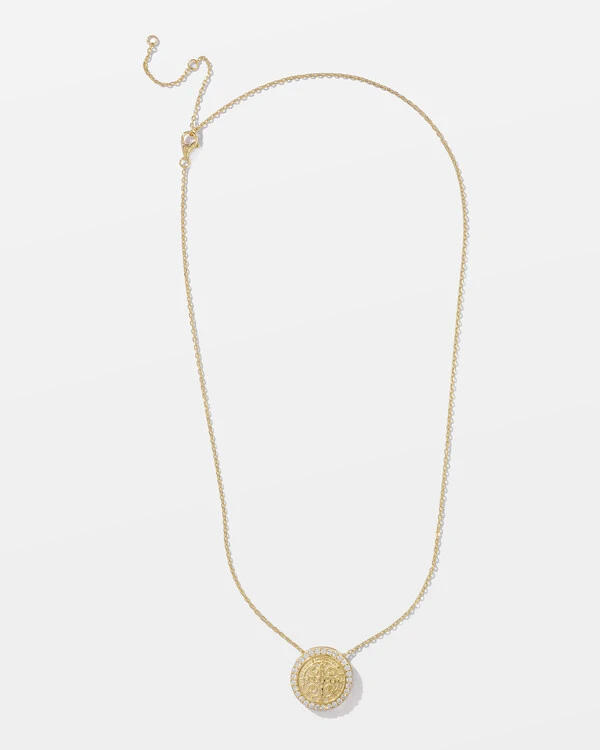 Colar Medalha São Bento Moissanite - 1.5mm - 0.016ct - Prata 925