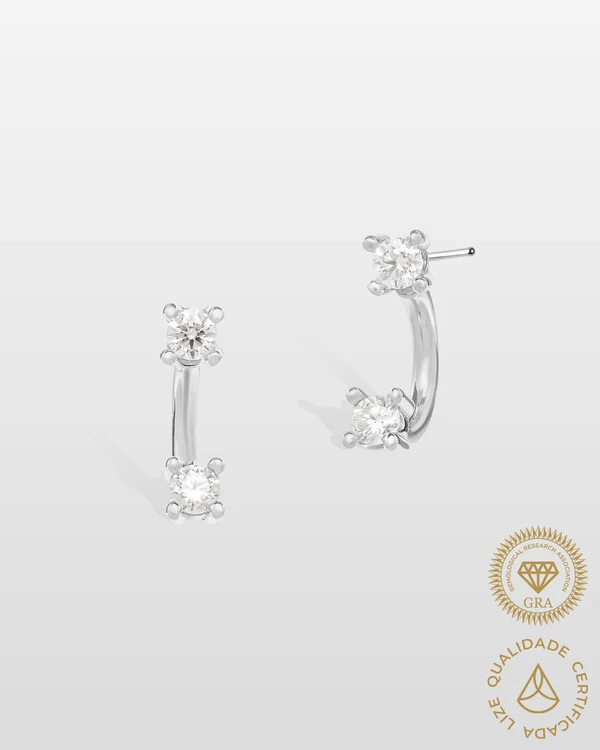 Brinco Ear Jacket Fiorella Moissanite - 3mm - 0.4ct - Prata 925