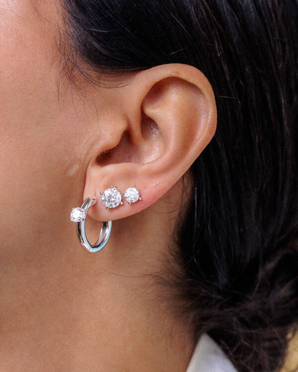 Brinco Argola Classic - Moissanite - 5 mm- 1.0ct - Prata 925