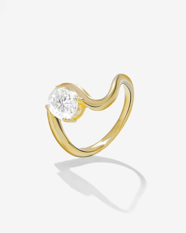 Anel Orgânico Moissanite Redondo- 7 mm- 1.2ct - Prata 925