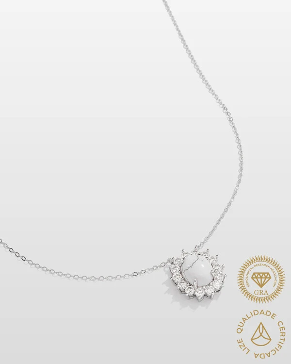 Colar Turquesa Branca Moissanite - 2,0 mm - 0.5ct - Prata 925