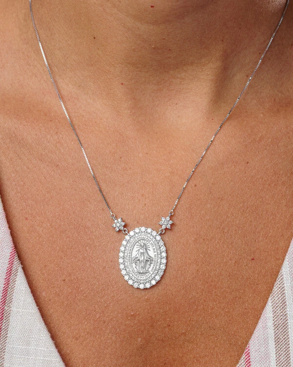 Colar Medalha Nossa Senhora Das Graças - Prata 925
