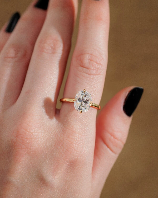 Anel Solitário Elena - Moissanite - 10 mm- 4.0ct - 4 Garras - Prata 925