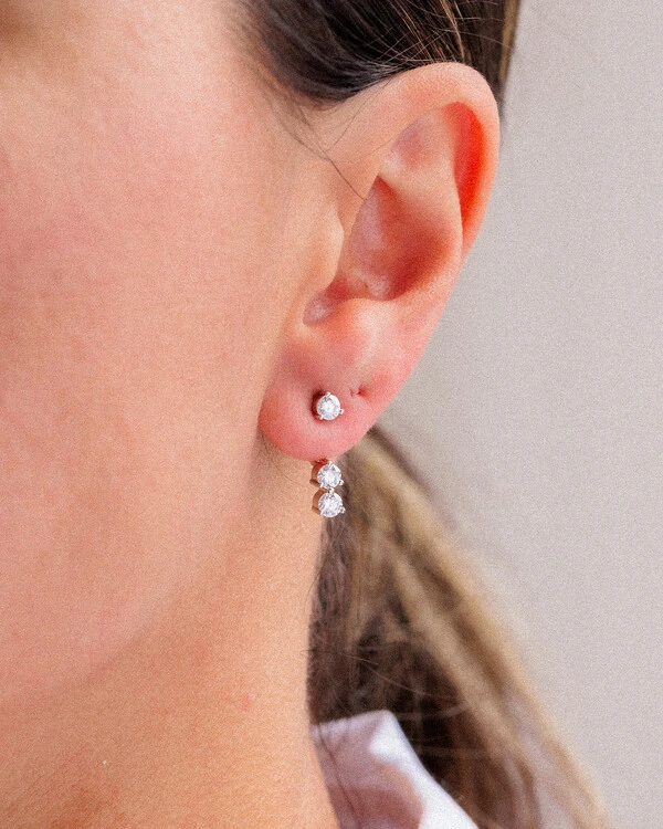 Brinco Ear Jacket Lena - Moissanite - 3.0ct - Prata 925