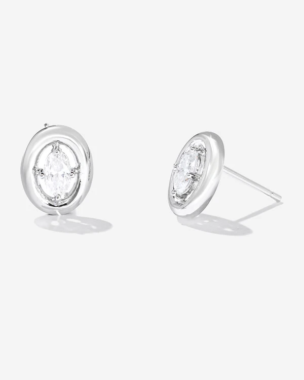 Brinco Oval Meghan - Moissanite 3 mm x 5 mm - 0.6ct- Prata 925 (