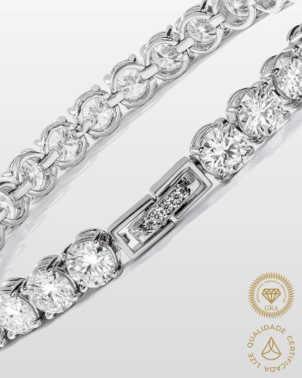 Pulseira Riviera Naomi - Moissanites 0.5ct - 5 mm - Prata 925