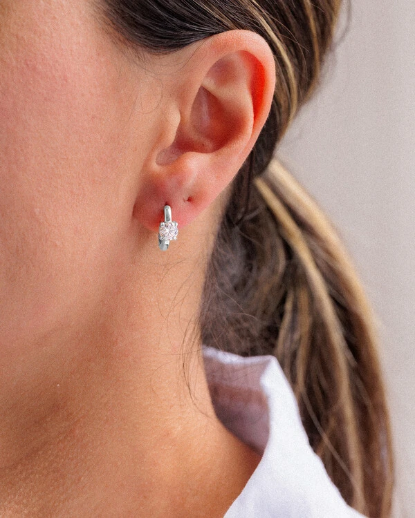 Brinco Argola Mariah - Moissanite 5 mm - 1ct - - Prata 925