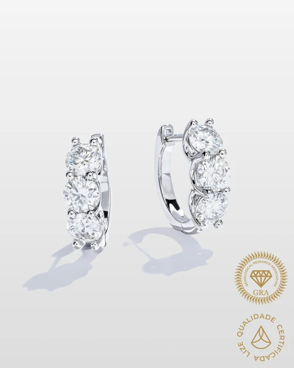 Brinco Emy Moissanite - 5 mm - 0.5ct - Prata 925