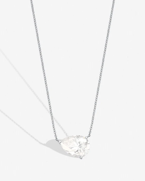 Colar Gota Bina - Moissanite 10x14mm - 6.0ct - Prata 925