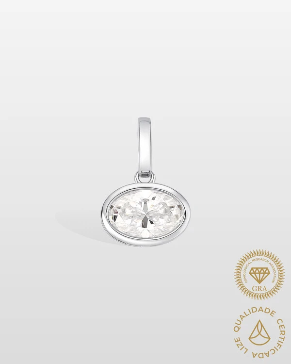 Pingente Lavina - Moissanite 12 x 8 mm- 4.5ct - Prata 925