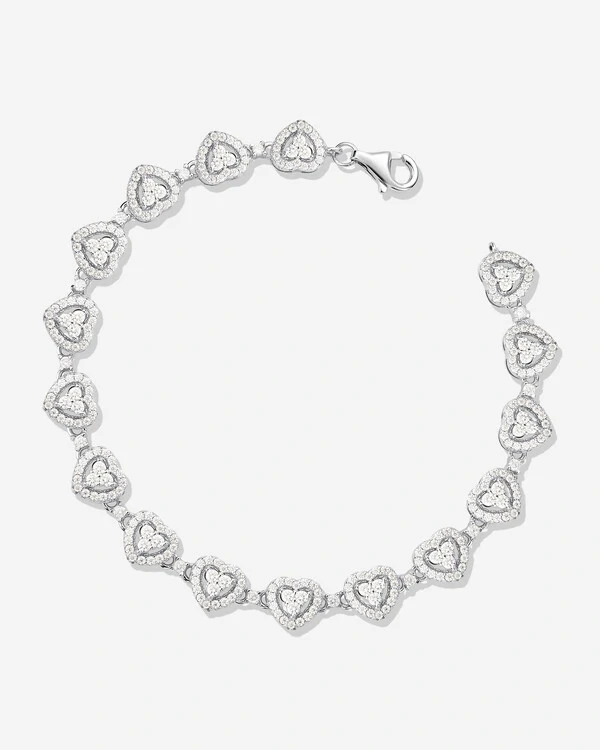 Pulseira Corações Gisela - Moissanite 0,015ct - Prata 925