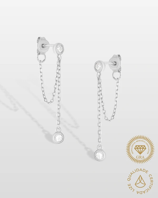 Brinco Ear Line Moly Moissanite - 2mm- 0.30ct - Prata 925
